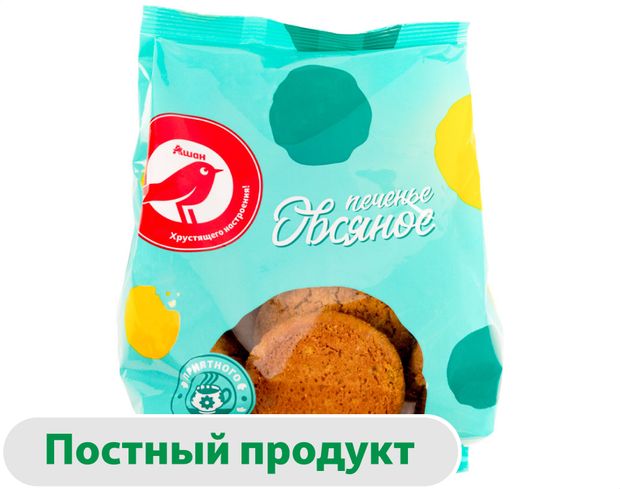 Печенье АШАН Красная птица овсяное, 400 г