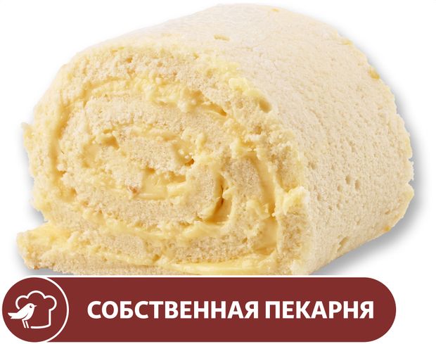Рулет бисквитный АШАН с ванильным кремом вес 580₽