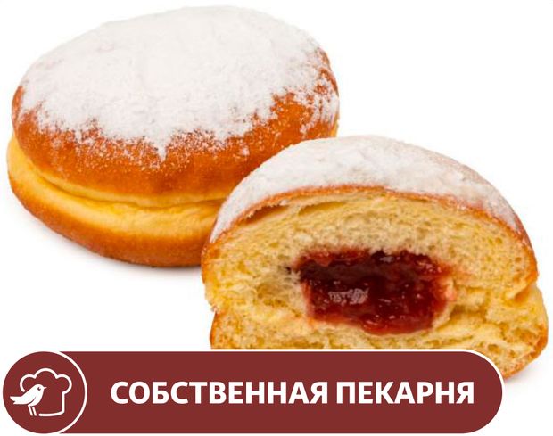 Пончики АШАН с клубничной начинкой, 6 шт х 70 г