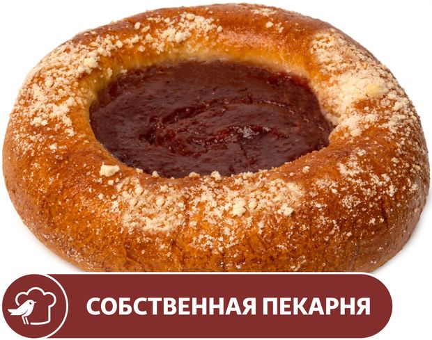 Ватрушка АШАН с клубникой, 100 г