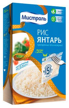 Рис длиннозерный Мистраль Янтарь в пакетах для варки, 5х80 г