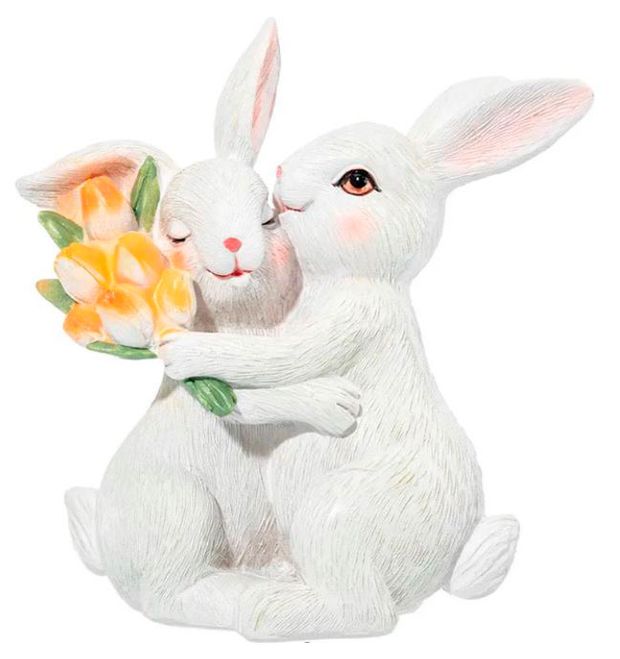 Фигурка декоративная Пасхальные кролики 10х5х12 см , 1 шт