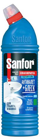 Гель для туалета и ванной комнаты Sanfor антиналет + блеск, 750 г