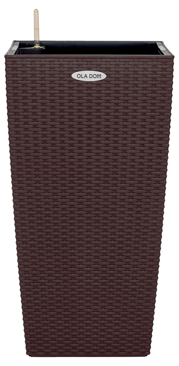 Кашпо OLA DOM rattan с автополивом коричневое, 40 см