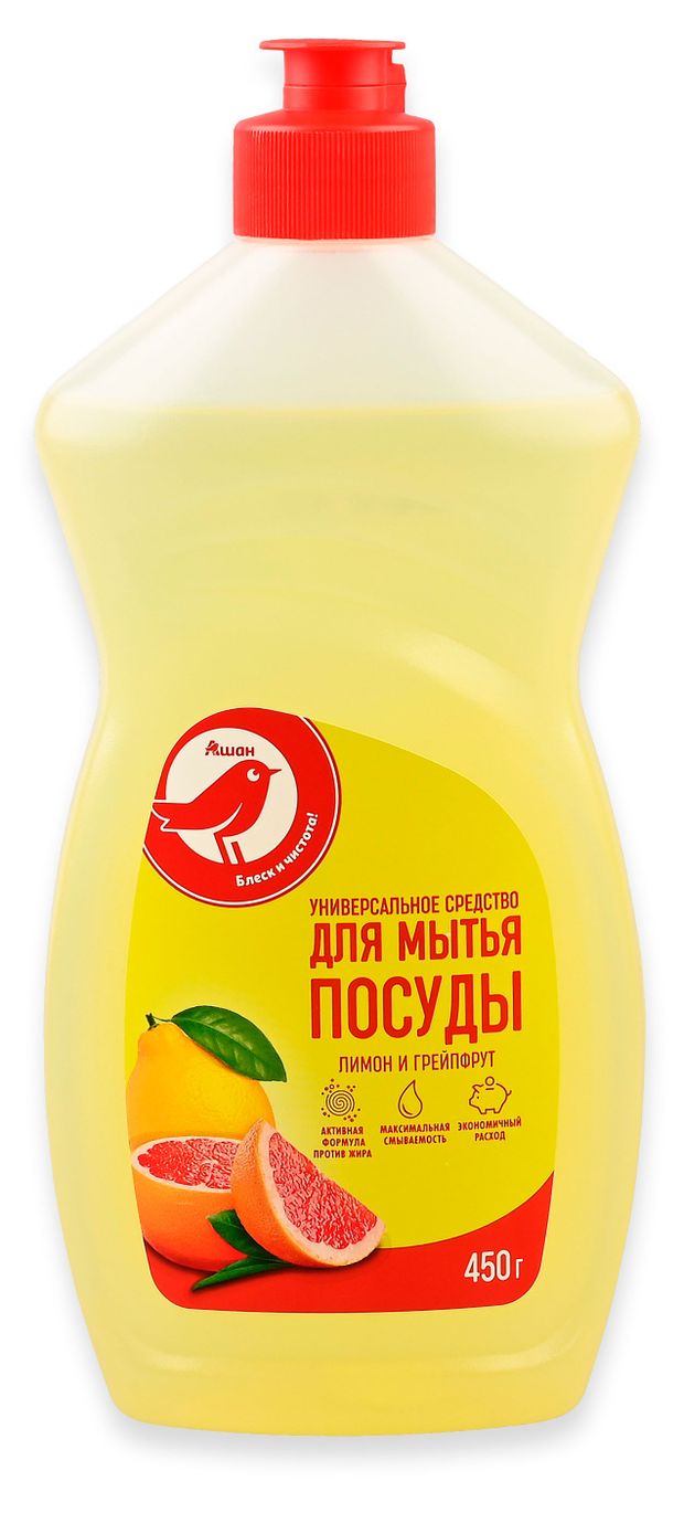 Средство для мытья посуды АШАН Красная птица лимон и грейпфрут 450 г 70₽