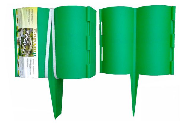 Бордюр садовый Каскад L 3 м Н 18 см 15 секций зеленый 20х18х7 см 1300₽