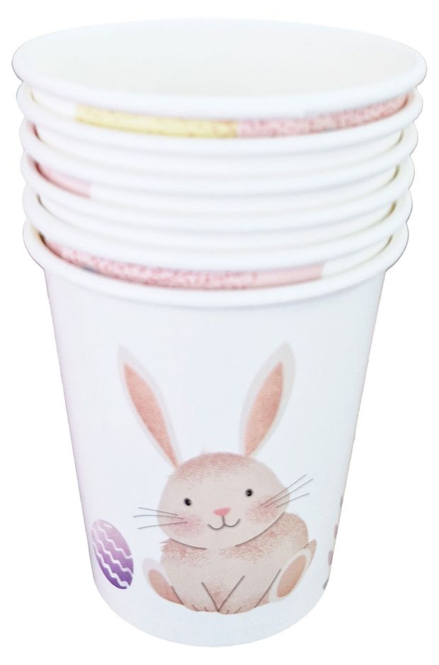 Стакан одноразовый бумажный кролик пасхальный Пасха 250 мл, 6 шт