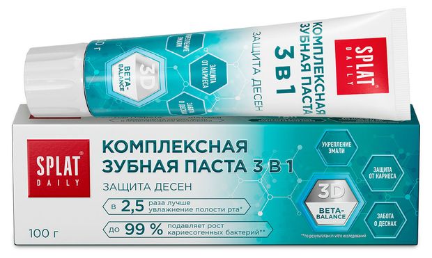 Зубная паста Splat Daily Защита десен 3в1 без фтора халяль, 100 г