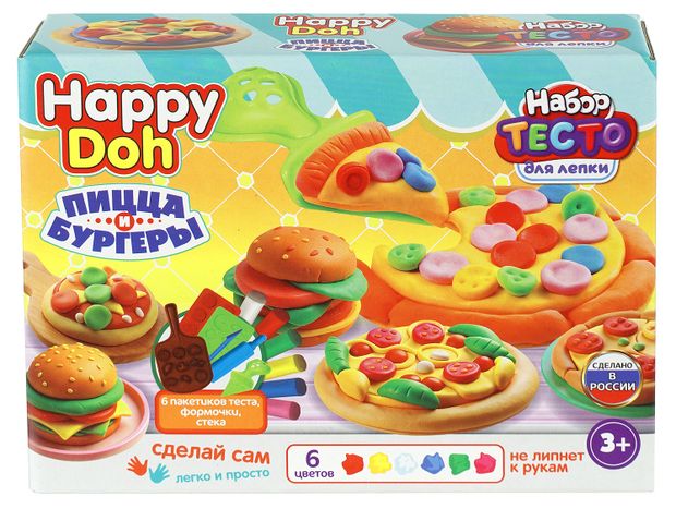 Набор для лепки Happy Doh Тесто Пицца и бургеры