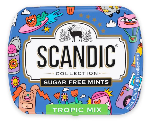 Конфеты драже Scandic без сахара со вкусом Тропический микс, 14 г