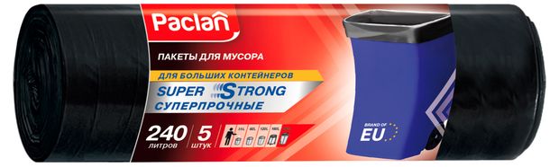 Мешки для мусора Paclan Super Strong 240 л 5 шт 225₽