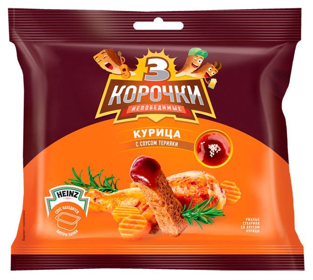 Сухарики 3 Корочки Курица с соусом терияки, 60 г + 25 мл