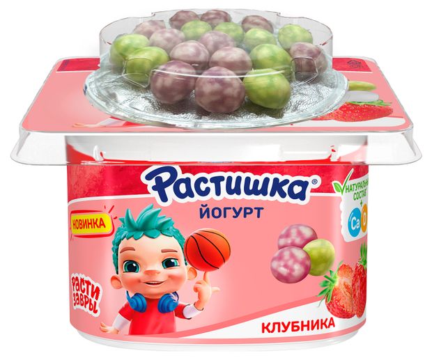 Йогурт густой детский Растишка с клубникой и злаковыми шариками 3 БЗМЖ 117 г 63₽
