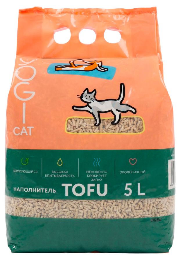 Наполнитель для туалета домашних животных Yogicat Тофу комкующийся, 5 л