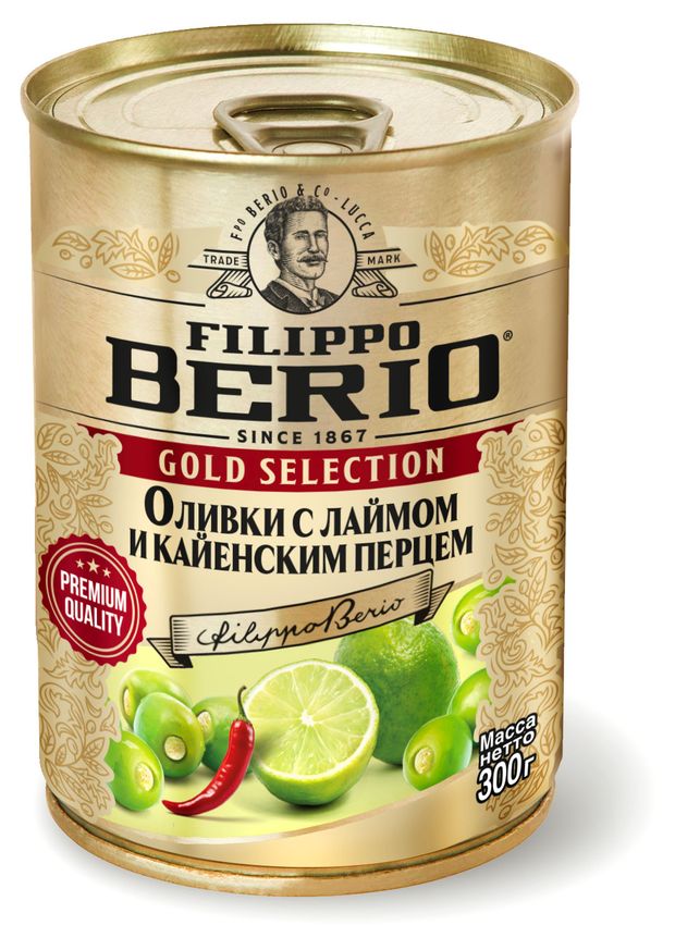 Оливки Filippo Berio фаршированные с лаймом и кайенским перцем Испания 300 г 320₽