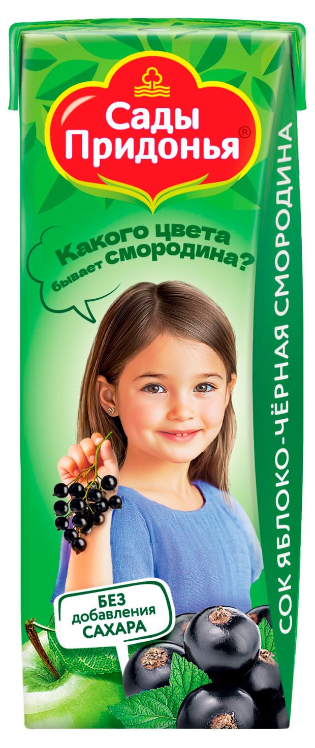 Сок Сады Придонья яблоко и черная смородина с 5 месяцев 200 мл 27₽