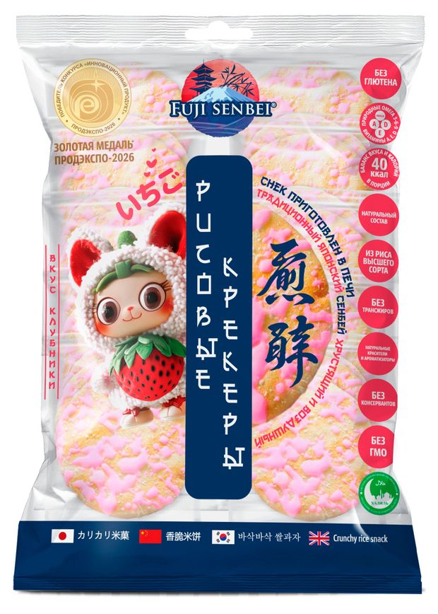 Крекеры рисовые Fuji Senbei со вкусом клубники, 106 г