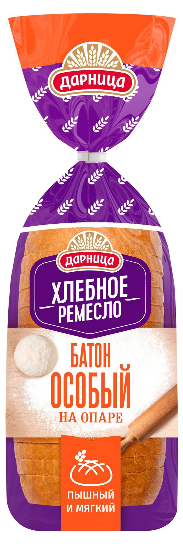 Батон пшеничный нарезной белый Хлебное ремесло Особый ремесленный хлеб на опаре нарезка, 300 г