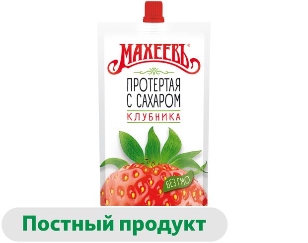 Клубника МАХЕЕВЪ протертая с сахаром, 300 г