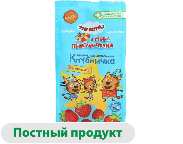 Мармелад желейный Лакомства для здоровья Клубничка Три Кота, 105 г