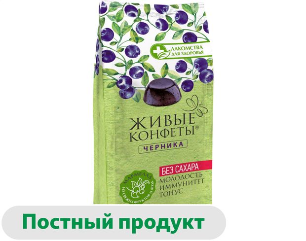 Живые конфеты Лакомства для здоровья черника без сахара, 170 г
