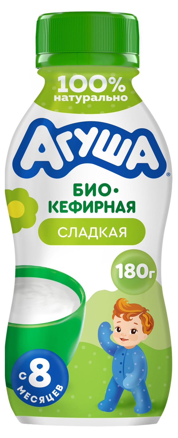 Продукт биокефирный Агуша Сладкий с пробиотиками для детей 29 БЗМЖ с 8 мес охлажденный 180 г 43₽