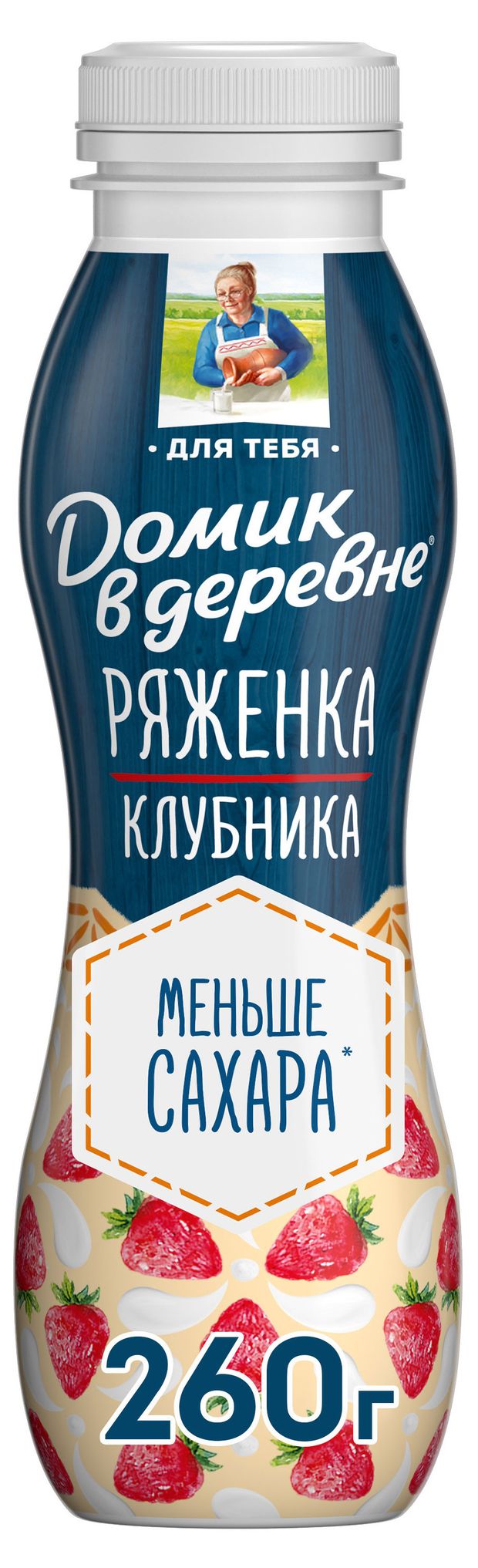 Напиток кисломолочный Ряженка Домик в деревне клубника 21 БЗМЖ 260 г 50₽