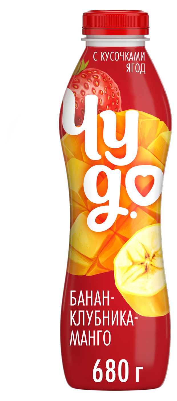 Йогурт питьевой Чудо банан клубника манго 19 БЗМЖ 680 г 150₽
