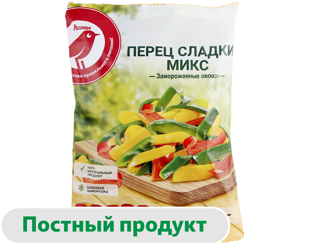 Овощная смесь Перец болгарский АШАН Красная птица сладкий резаный замороженный 400 г 180₽