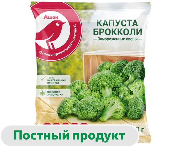Овощная смесь Капуста брокколи АШАН Красная птица замороженная, 400 г