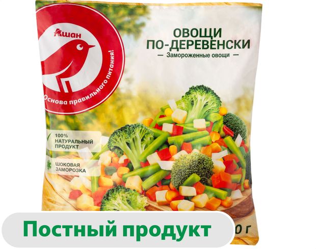 Овощная смесь АШАН Красная птица по-деревенски замороженные 400 г 90₽