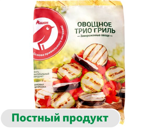 Овощная смесь АШАН Красная Овощное трио гриль баклажаны кабачки болгарский перец замороженная 400 г 190₽