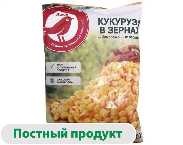 Овощная смесь Кукуруза АШАН Красная птица в зернах замороженная 400 г 160₽