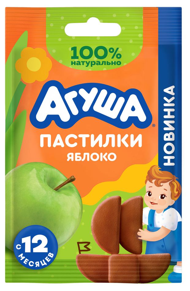Фруктовые пастилки Агуша яблоко с 12 мес., 12 г