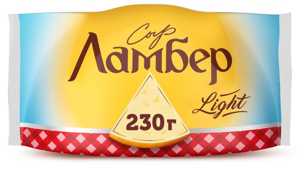 Сыр полутвердый Легкий Ламбер кусок 30%, 230 г