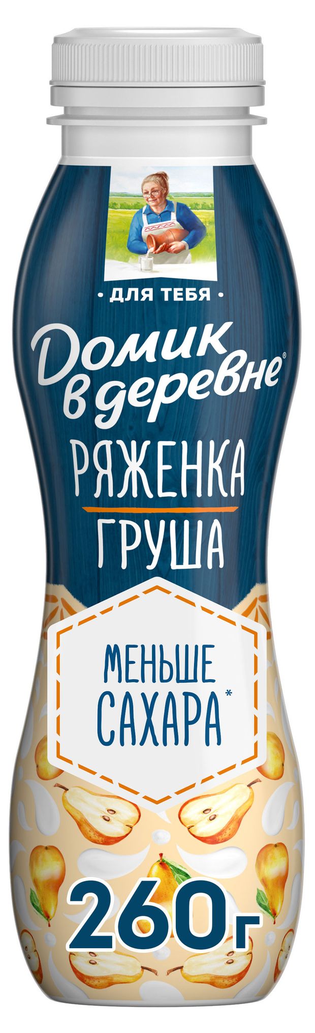 Напиток кисломолочный Ряженка Домик в деревне с грушей 2,1% БЗМЖ, 260 г