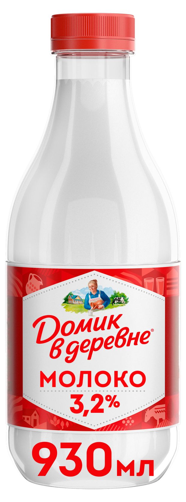 Молоко пастеризованное питьевое Домик в деревне нормализованное 3,2% БЗМЖ охлажденное, 930 мл