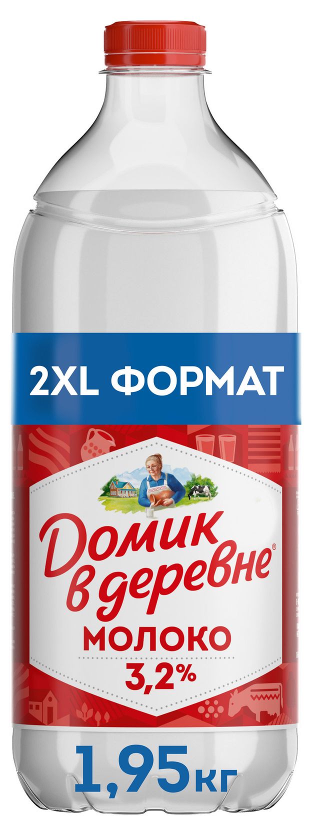Молоко пастеризованное питьевое Домик в деревне нормализованное 3,2% БЗМЖ охлажденное, 1,9 л
