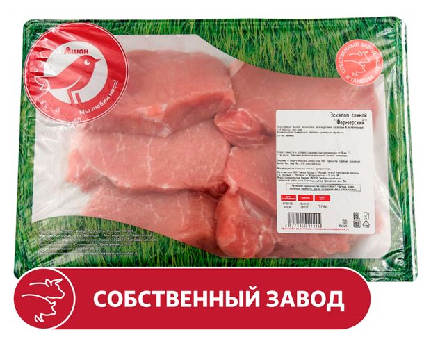 Эскалоп свиной АШАН Красная птица фермерский охлажденный, ~ 1,4 кг