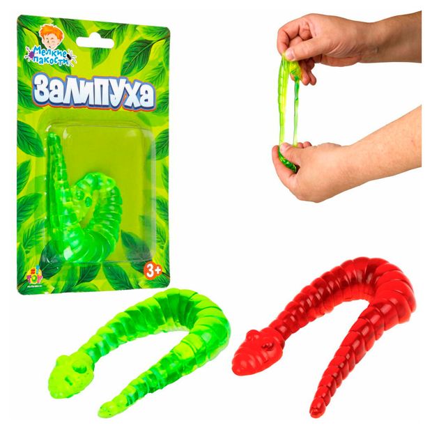 Жмяка липучая 1TOY Залипуха червяк, 1 шт в ассортименте