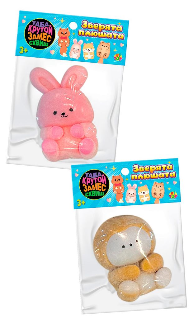 Игрушка жмяка-антистресс 1TOY таба сквиш Таба сквиш Зверята плюшата, 1 шт в ассортименте