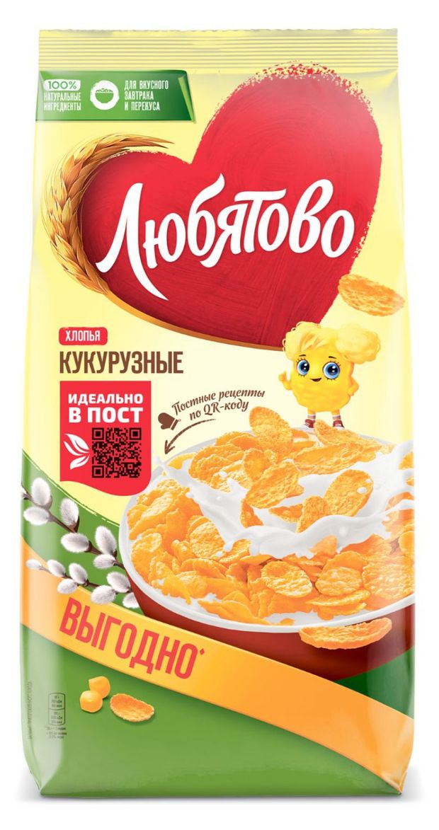 Хлопья кукурузные Любятово, 600 г