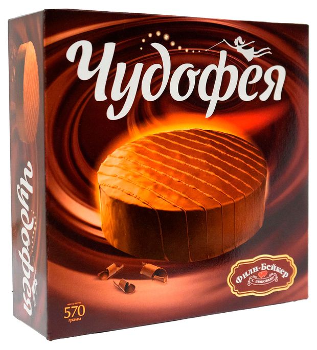 Торт бисквитный Фили-Бейкер Чудофея с моллочным бельгийским шоколадом охлажденный, 570 г