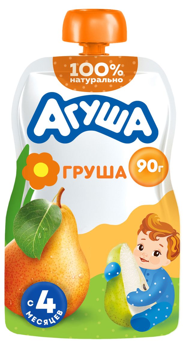 Пюре фруктовое Агуша груша с 4 мес., 90 г