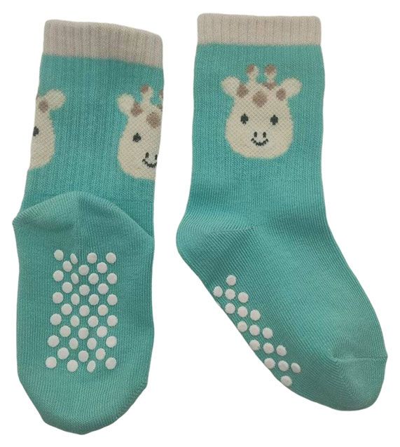 Носки детские антискользящие Жирафики бирюзовые, р 1-2 года