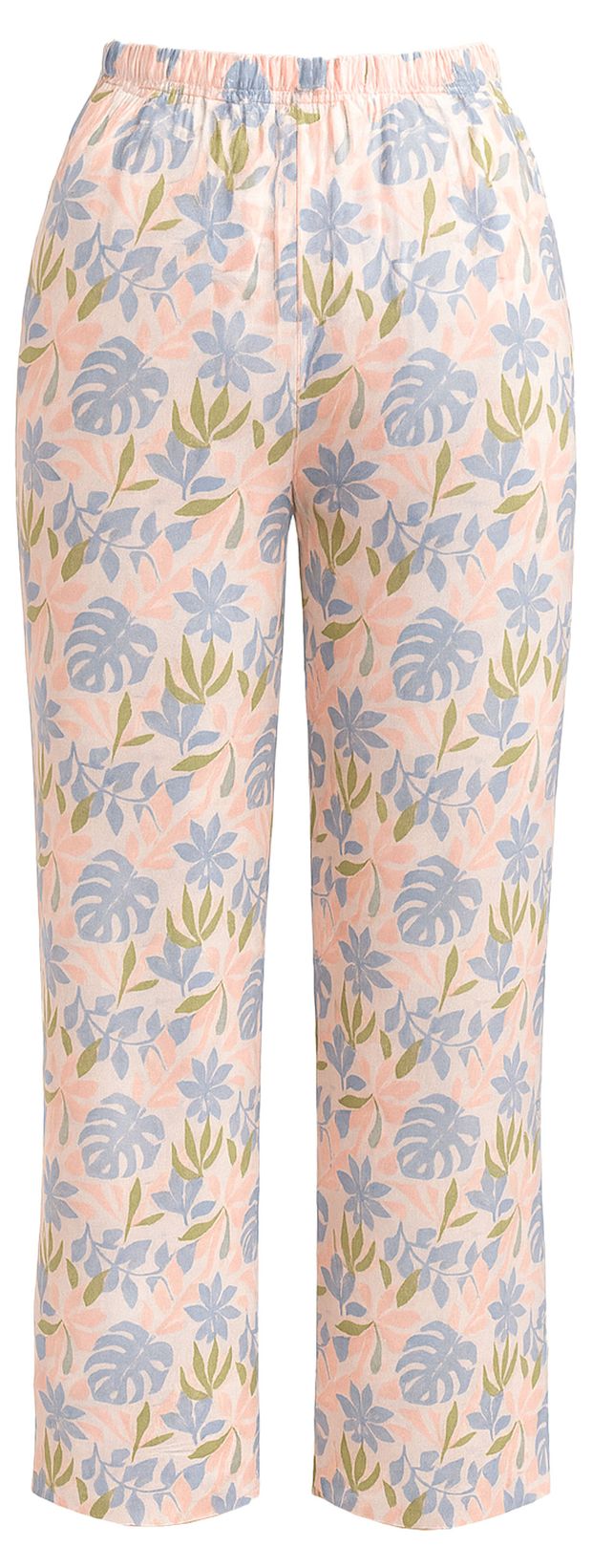 Брюки домашние женские InExtenso светло-розовые с рисунком листьев, р. S-XXL