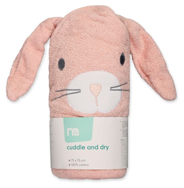 Полотенце детское Mothercare Зайчик с капюшоном розовый, 75х75 см