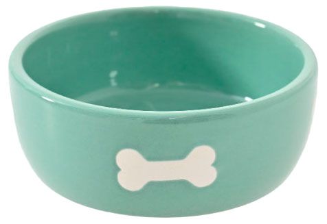 Миска для собак керамическая голубая, 11х11х4 см