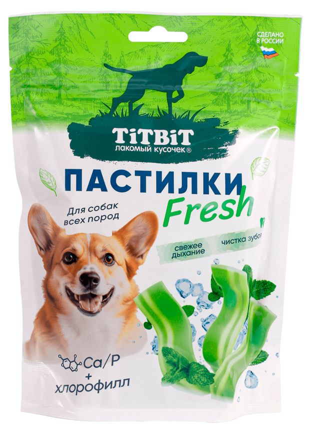 Лакомство для собак TiTBiT Пастилки Fresh чистое дыхание чистка зубов, 130 г
