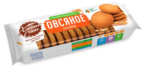 Печенье овсяное Хлебный Спас на фруктозе, 250 г